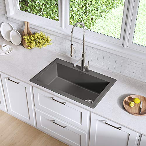 Kraus KGD-54GREY Forteza Granite Kitchen Sink, 33 Inch, Grey